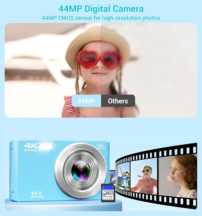 Digital Camera 4K, Autofocus Digital Compact Digital Camera, 16X Digital Zoom - Image 3