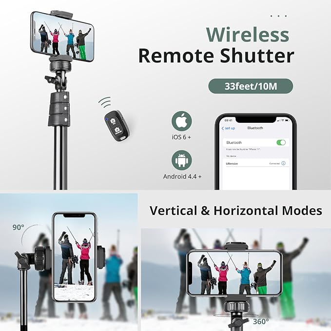 SENSYNE 72" Phone Tripod, Extendable Cell Phone Tripod Stand, Selfie Stick - Image 6