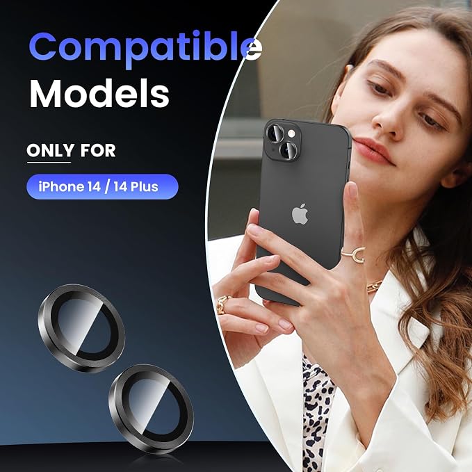 Tensea for iPhone 14 / iPhone 14 Plus Camera Lens Protector, 9H Tempered Glass - Image 2