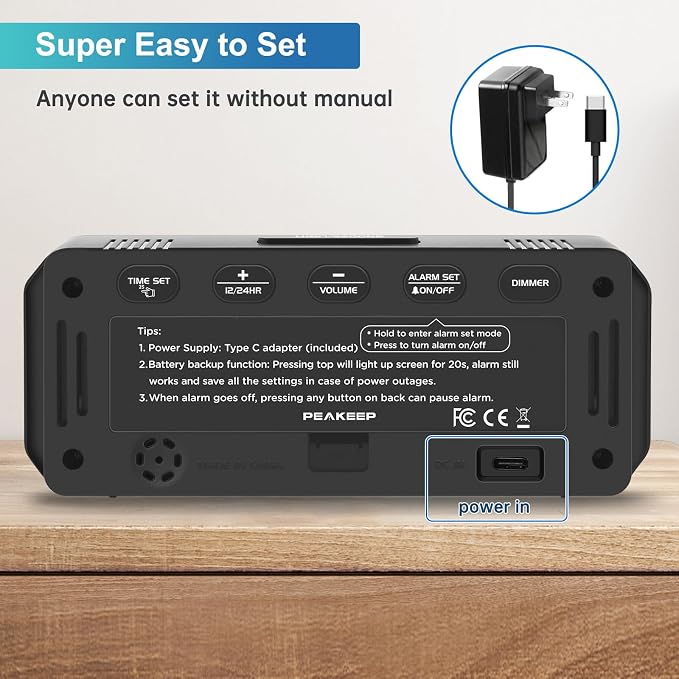 Peakeep Small Digital Alarm Clock Plug in - Image 7