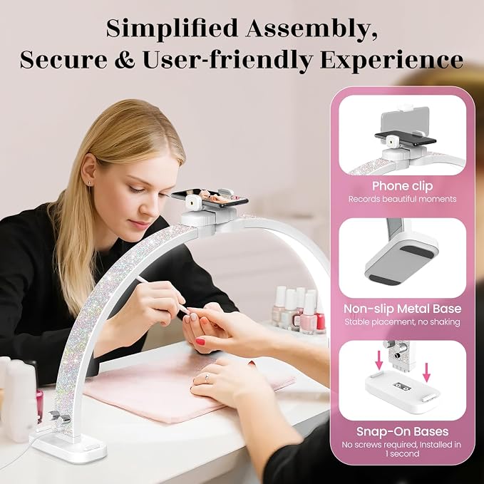LIONVISON Half Moon Light for Nail Desk: 31-inch Manicure Table Light - 48W - Image 7