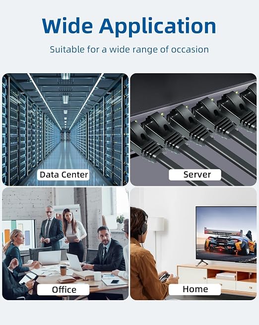Yauhody CAT 6 Ethernet Cable 7ft 12-Pack Black, High Speed Solid Flat CAT6 - Image 7
