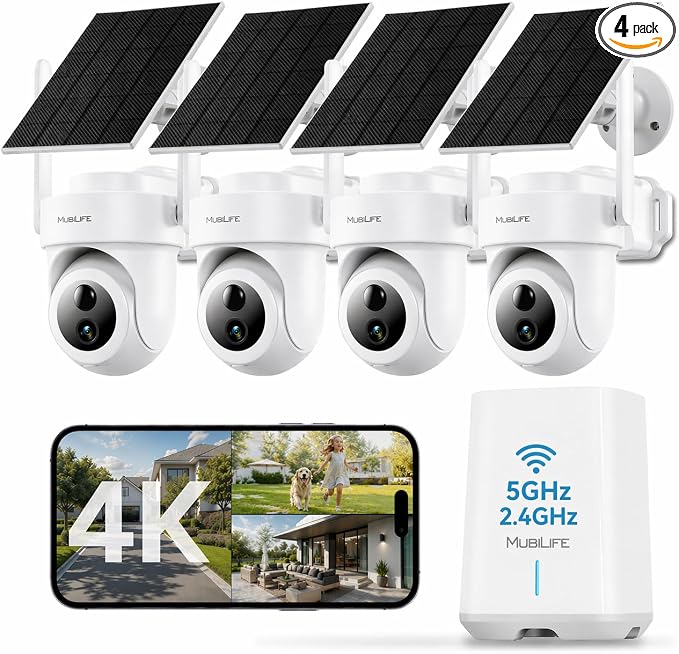 MUBILIFE 4K Ultra HD Solar Security Cameras Wireless Outdoor, No Subscription by MUBILIFE
