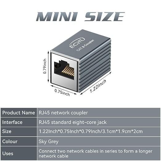 RJ45 Coupler, 5 Pack Ethernet Adapters Female to Female, Ethernet Cable - Image 3