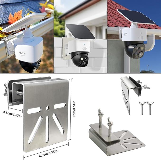 Gutter Mount for Eufy Security SoloCam S340 S330 E30, Stainless Steel - Image 4