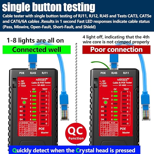 NOYAFA Network Cable Tester for RJ45 RJ11 RJ12 /Cat5 Cat5e Cat6 Cat6a Cat7 - Image 2