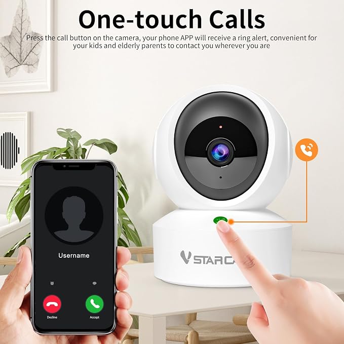 VSTARCAM 2K QHD Security Camera Indoor, Room Camera Baby Monitor 360° - Image 2