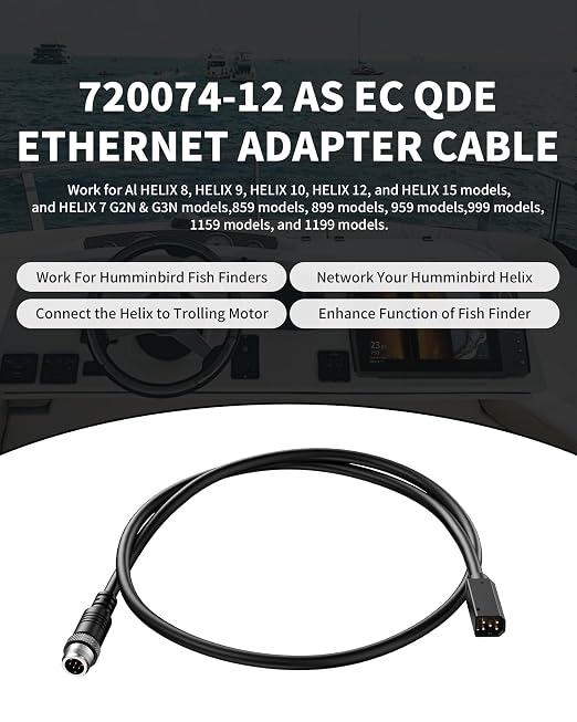 Ethernet Cable for Humminbird Fish Finders 720074-1 AS EC QDE for Humminbird - Image 2