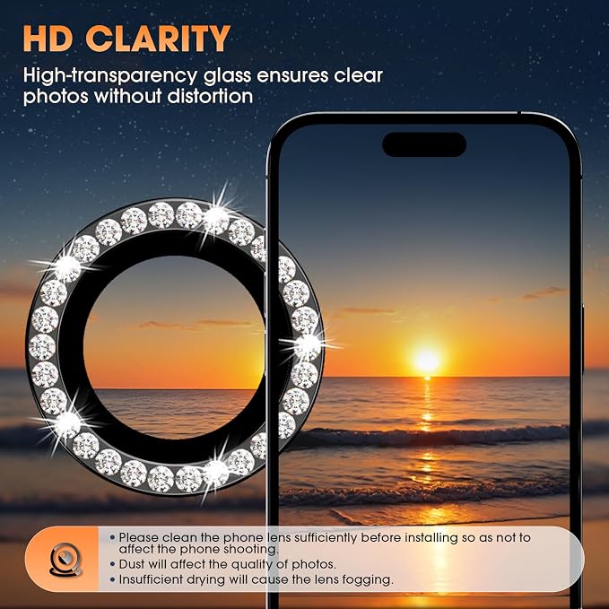 for iPhone 16 Pro/16 Pro Max Camera Lens Protector Bling Individual Metal - Image 3