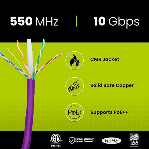 trueCABLE Cat6 Riser, 23AWG 4 Pair Solid Bare Copper, ETL Listed, Unshielded - Image 2