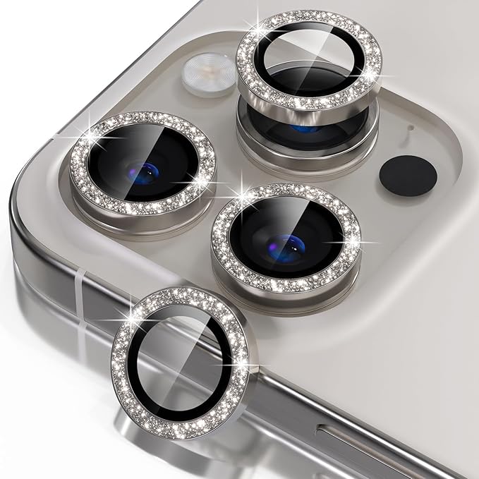 Misea Compatible for iPhone 16 Pro/iPhone 16 Pro Max Camera Lens Protector Bling by Misea