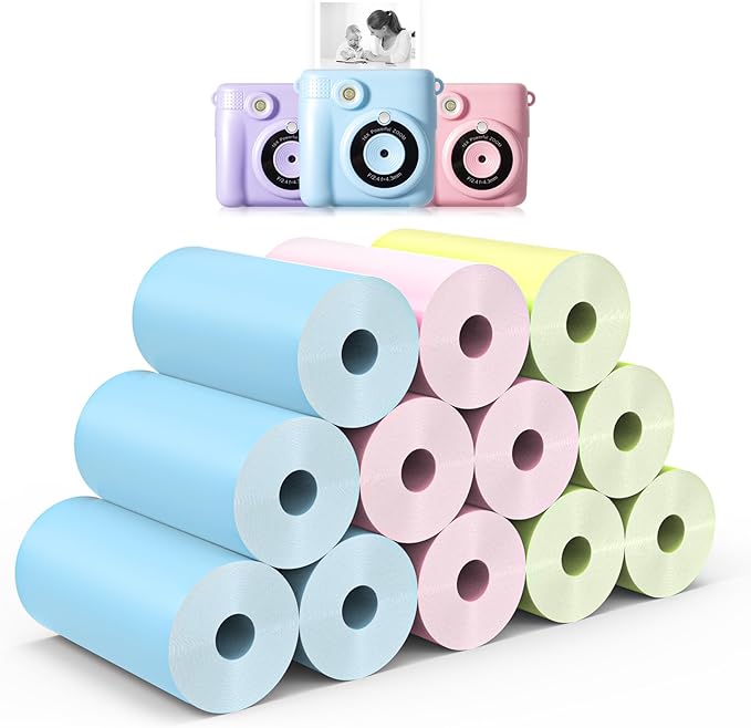 12 Rolls Kids Instant Camera Thermal Print Paper Refill by Hikkon