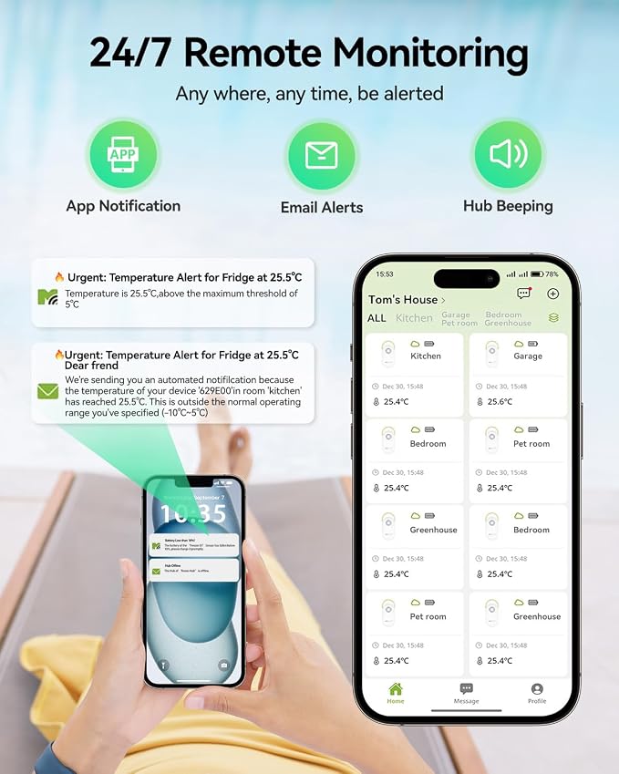 MOCREO WiFi Remote Thermometer Freezer Alarm, 1/3 Mile Long Range, IP66 - Image 4