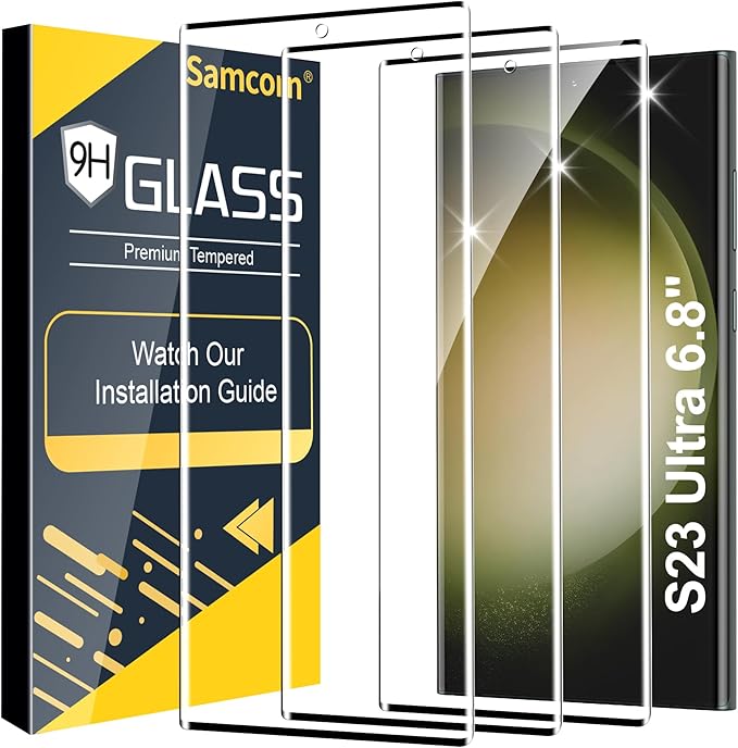 3 Pack Galaxy S23 Ultra Screen Protector, HD Clear Tempered Glass, Fingerprint by Unknown
