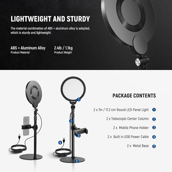 NEEWER Basics 2 Pack 7" Desktop Ring Lights - Image 8