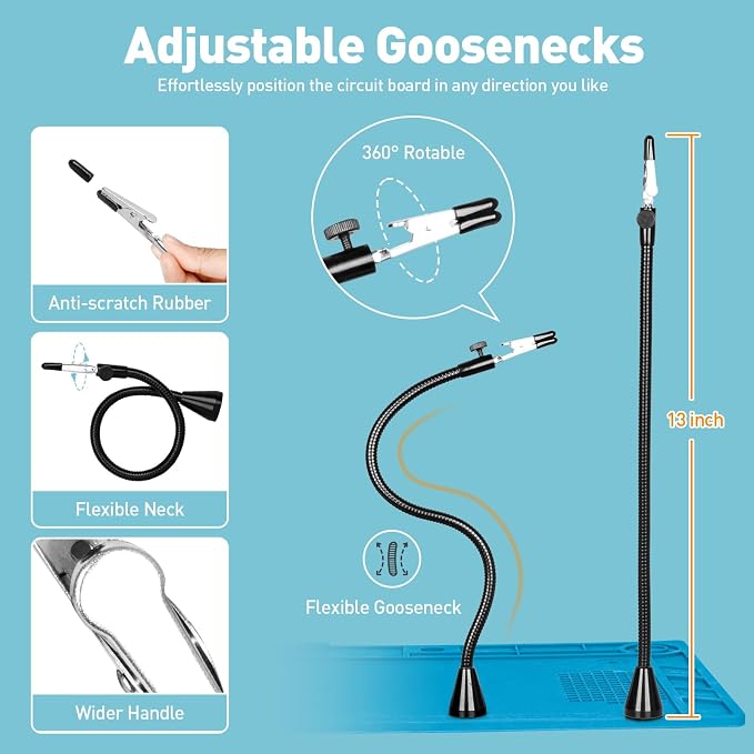 10X Magnifying Glass with Light and Stand, Helping Hands Soldering Station - Image 6