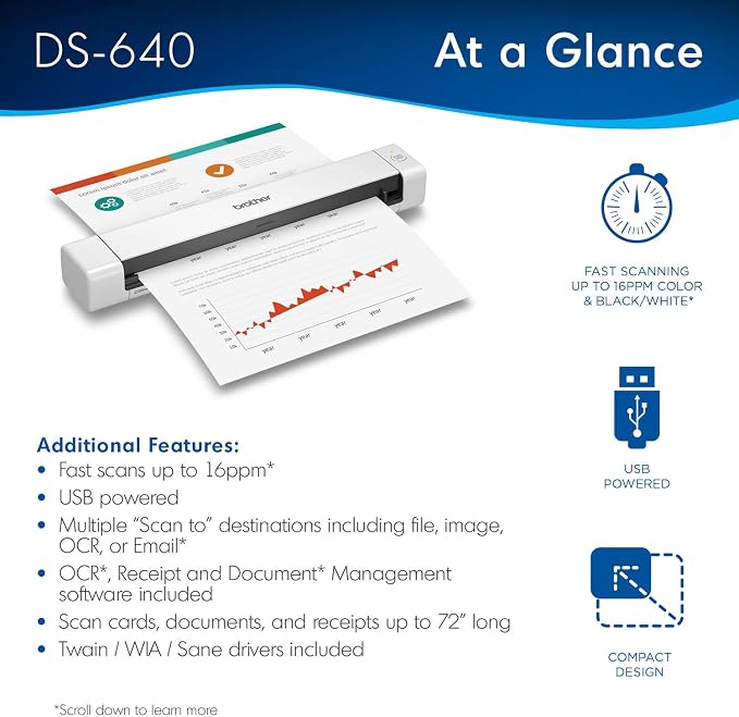 Brother DS-640 Compact Mobile Document Scanner - Image 2