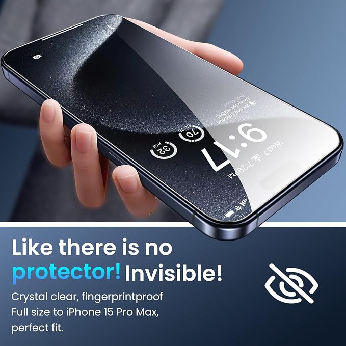 Fotbor [3+3 Pack for iPhone 15 Pro Max Screen Protector - Image 8