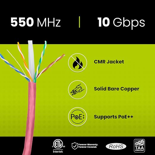 trueCABLE Cat6 Riser, 23AWG 4 Pair Solid Bare Copper, ETL Listed, Unshielded - Image 2