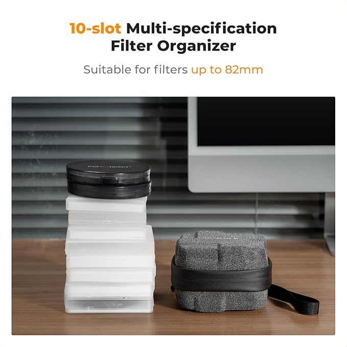 K&F CONCEPT 10 in 1 Lens Filter Case, Hard Shell Camera Filter Pouch Up to 82mm - Image 6