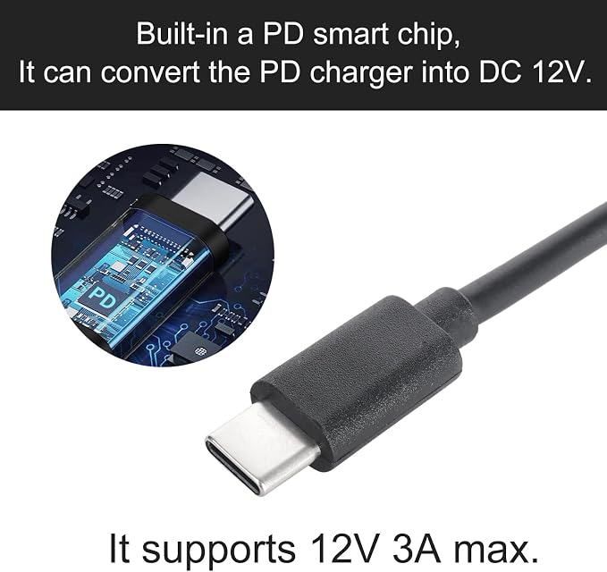 USB C to DC 5.5mm x 2.1mm Power Cable Cord, USB C Input to DC 12V Out Charging - Image 5
