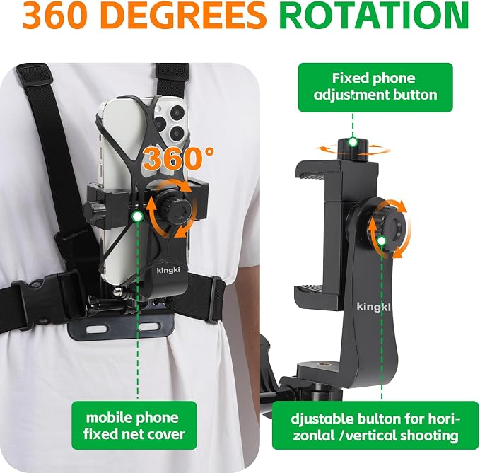 KINGKI Mobile Phone Chest Mount Harness Strap Holder Cell Phone Clip Action - Image 4