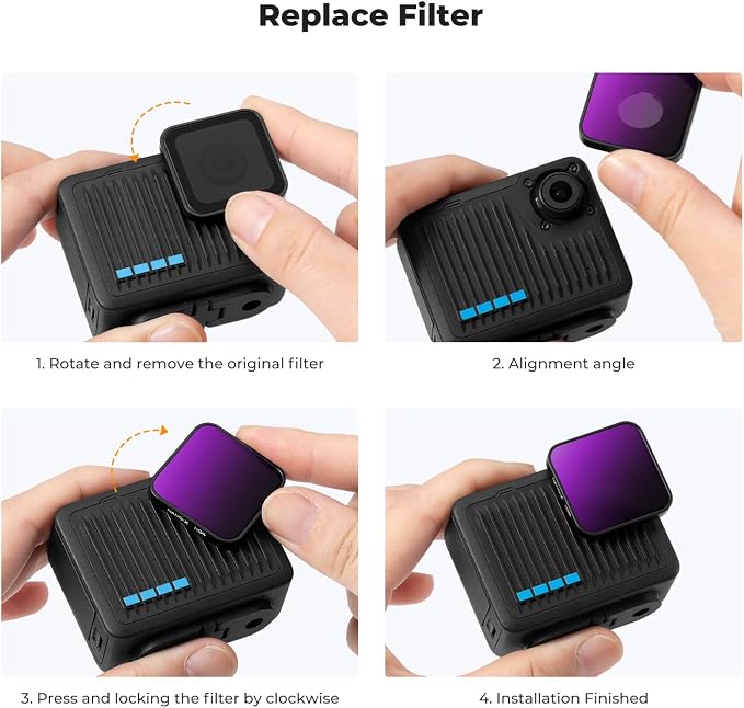 K&F CONCEPT ND PL Filter Set for GoPro Hero 4K Camera, 4 Pack PL ND4 ND8 ND16 - Image 6