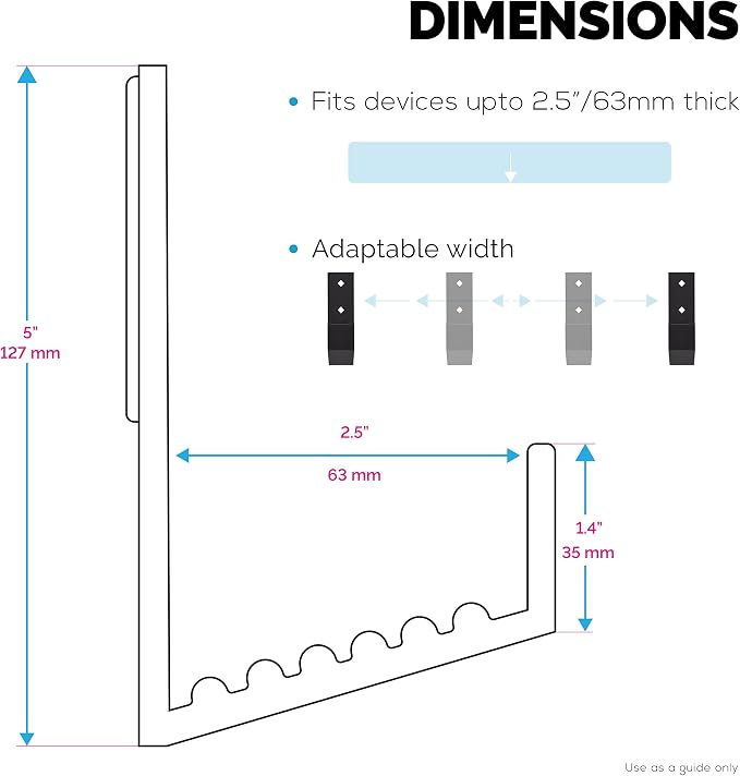 2.5" Cable Box Wall Mount Hanger Holder, Adhesive & Screw-in, - Image 5