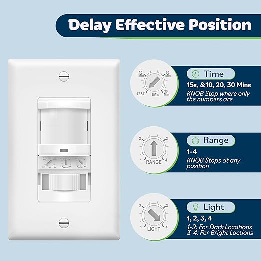 TOPGREENER Occupancy/Vacancy PIR Motion Sensor Light Switch, Learning Function - Image 4