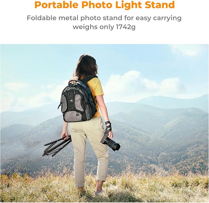 K&F CONCEPT Light Stand for Photography, 9.1ft/2.8M Portable Extendable Photo - Image 7