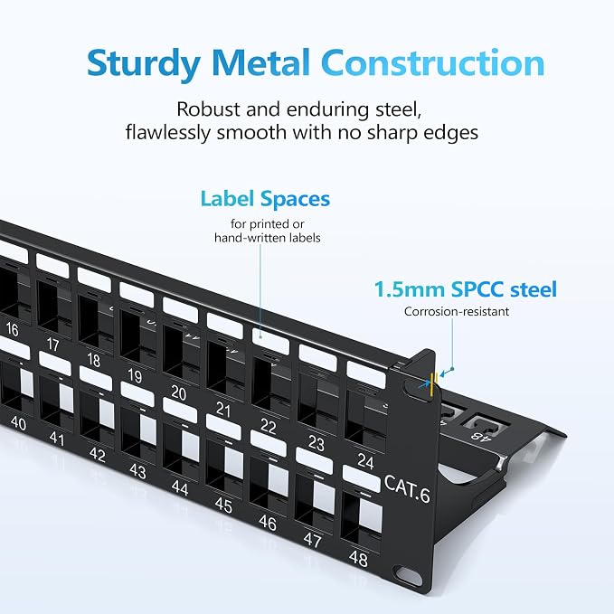CableGeeker 2U 48 Port Keystone Patch Panel - Image 3