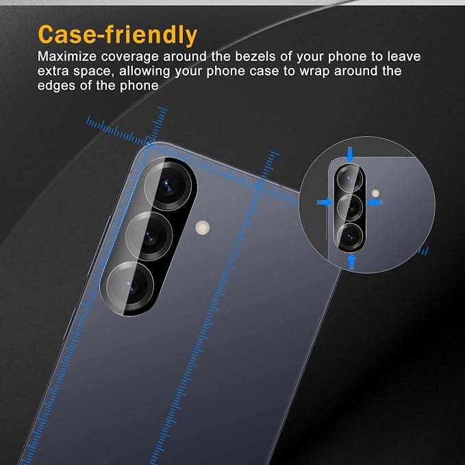 3 Pack Camera Lens Protector for Samsung Galaxy S25, Tempered Glass, - Image 3
