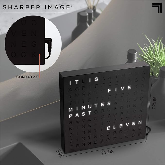 Sharper Image LED Word Digital Clock, Light-Up Desk & Wall Clock, Modern Time - Image 6