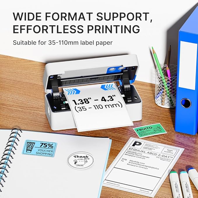 Bluetooth Thermal Shipping Label Printer, 4x6 Portable Direct Thermal Printer - Image 2
