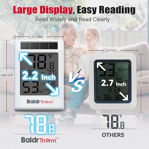 BaldrTherm Room Thermometer Indoor Humidity Meter Solar Powered - Image 8