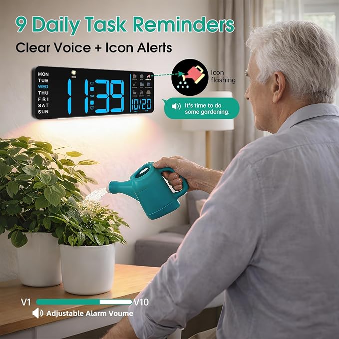 Hoifen Clock with Day and Date for Seniors, Remote Control, Night Light - Image 2
