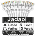 Jadaol Cat 6 Ethernet Cable 5ft 10Pack, Outdoor&Indoor, 10Gbps Support Cat8/7 by Jadaol