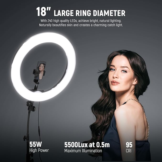 NEEWER Ring Light 18inch Kit: 55W 5600K Professional LED - Image 3