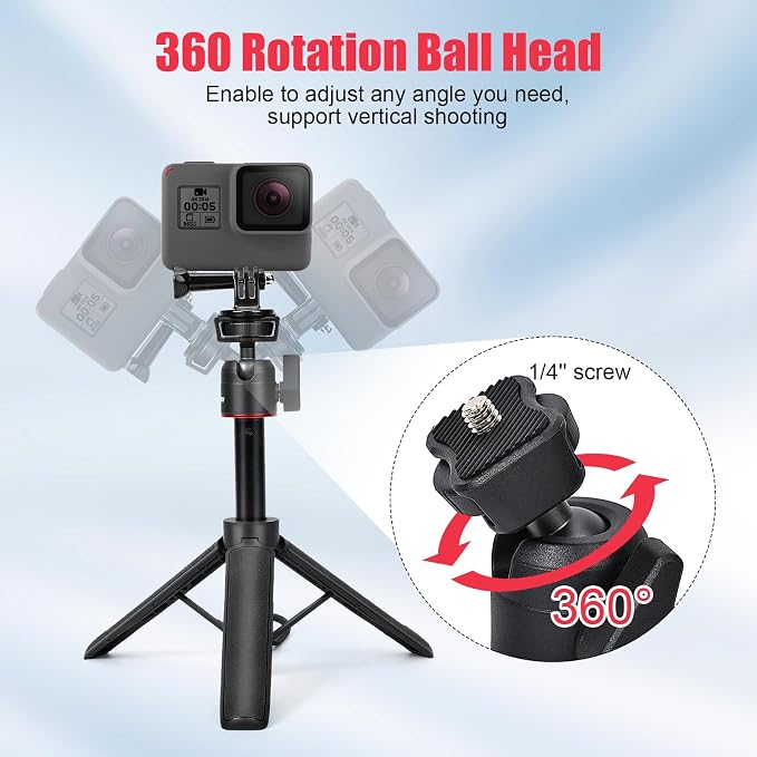 Extendable Mini Tripod, 8-23.6inch Height Adjustable 360 Rotation Ball Head - Image 4