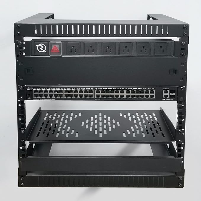 RIVECO 12U 19" Wall Mount Server Rack – 17.7" Deep 2 Post Open Frame Cabinet - Image 6