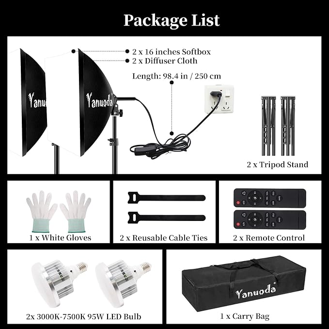 16x16'' Softbox Lighting Kit 2 Pack - Image 8