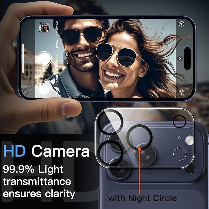 JETech Camera Lens Protector for iPhone 17 Pro Max 6.9-Inch, 9H Tempered Glass - Image 6