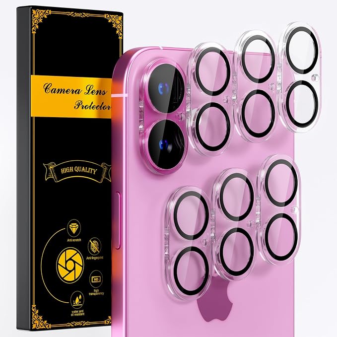 for 6 Pack iPhone 17 / iPhone 16 / iPhone 16 Plus Camera Lens Protector 9H by Beuxece
