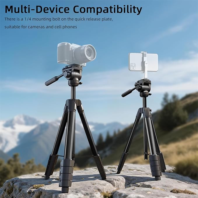 Camera Tripod, Travel Tripod for Camera Canon EOS Rebel Nikon, Compatible - Image 2