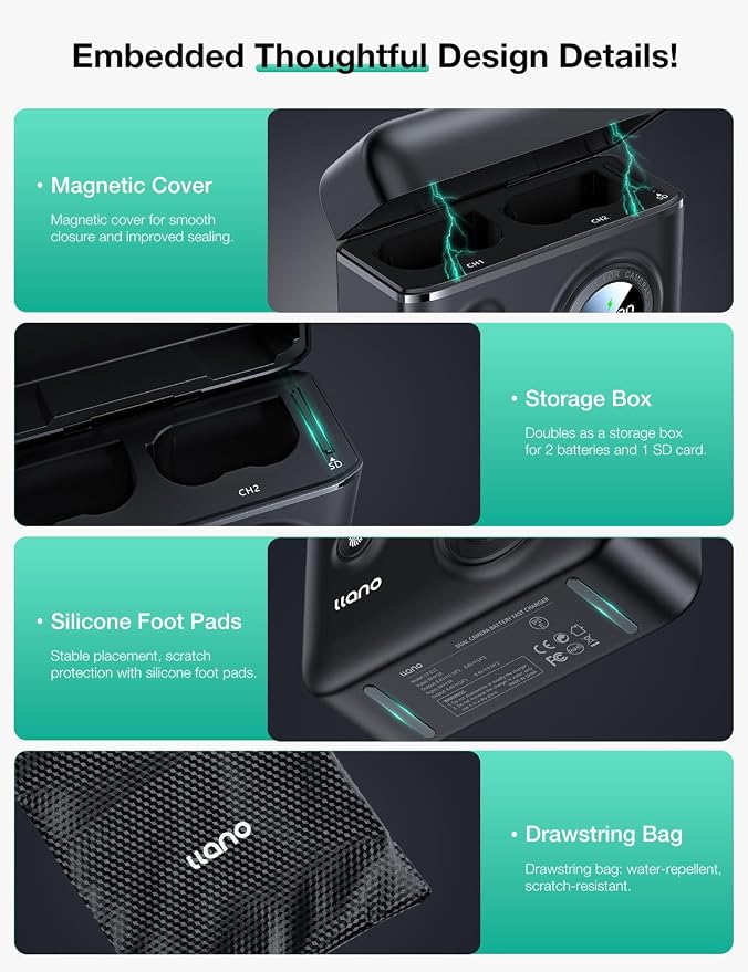 llano CS2 EN-EL15c EN-EL15b Camera Battery Charger - Image 7