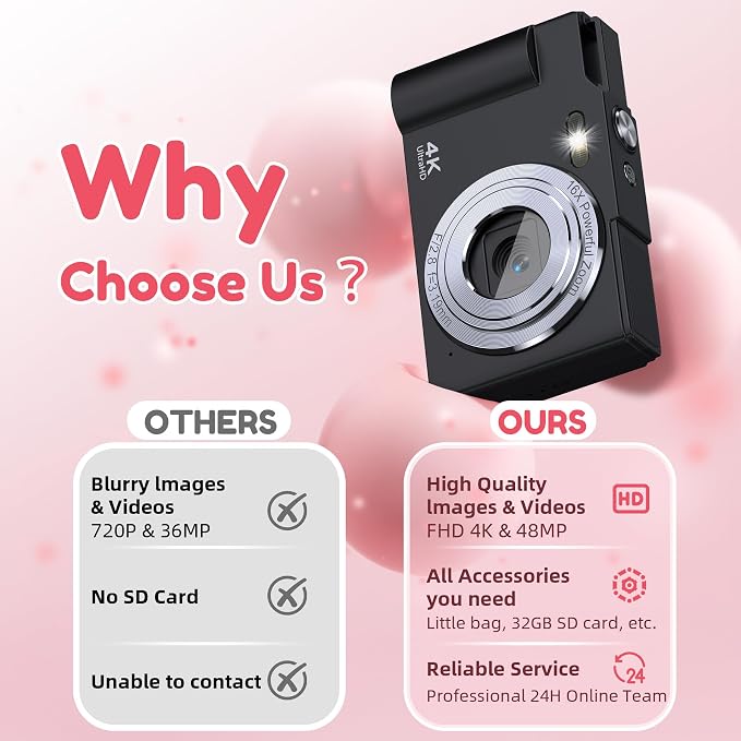 Digital Camera, FHD 4K Digital Point and Shoot Camera - Image 6