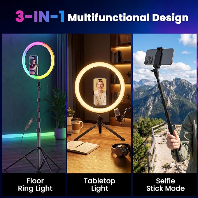 PEYOU 12" Selfie Ring Light - Image 2