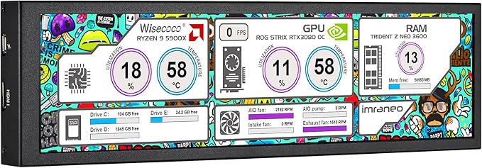 wisecoco 8.8 Inch Computer Secondary Screen CPU Temperature Monitor by wisecoco