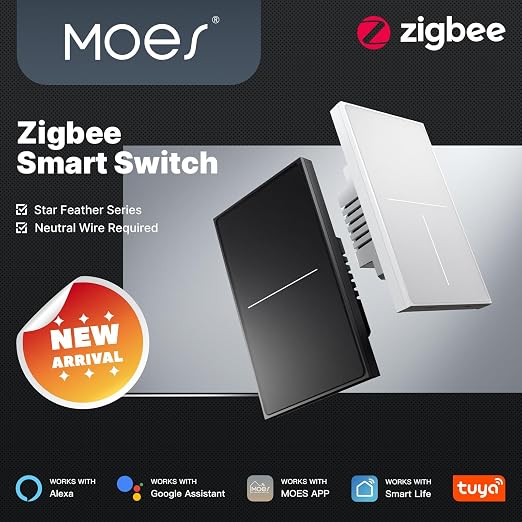 MOES Full Touch Smart Switch, ZigBee SF(Star Feather 2026 Version Wall Light - Image 2
