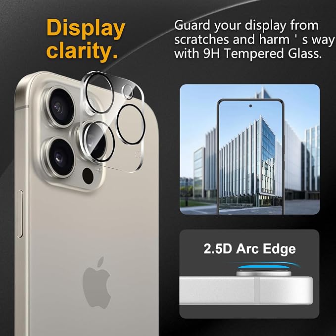 3 Pack Camera Lens Protector for iPhone 14 Pro Max/iPhone 15 Pro Max/iPhone 14 - Image 2